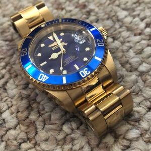 Invicta gold and blue watch